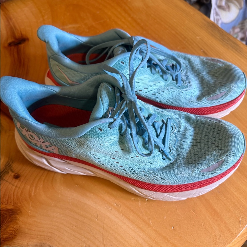 Hoka Women's Teal and Coral Athletic Shoes